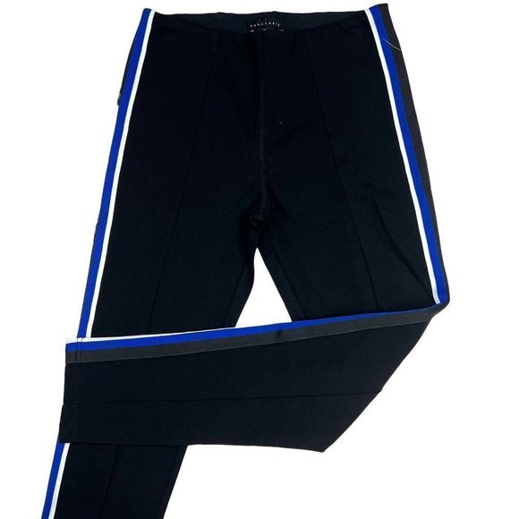 New Sanctuary Women Black Pants Track Blue Stripe Skinny Leggins US M